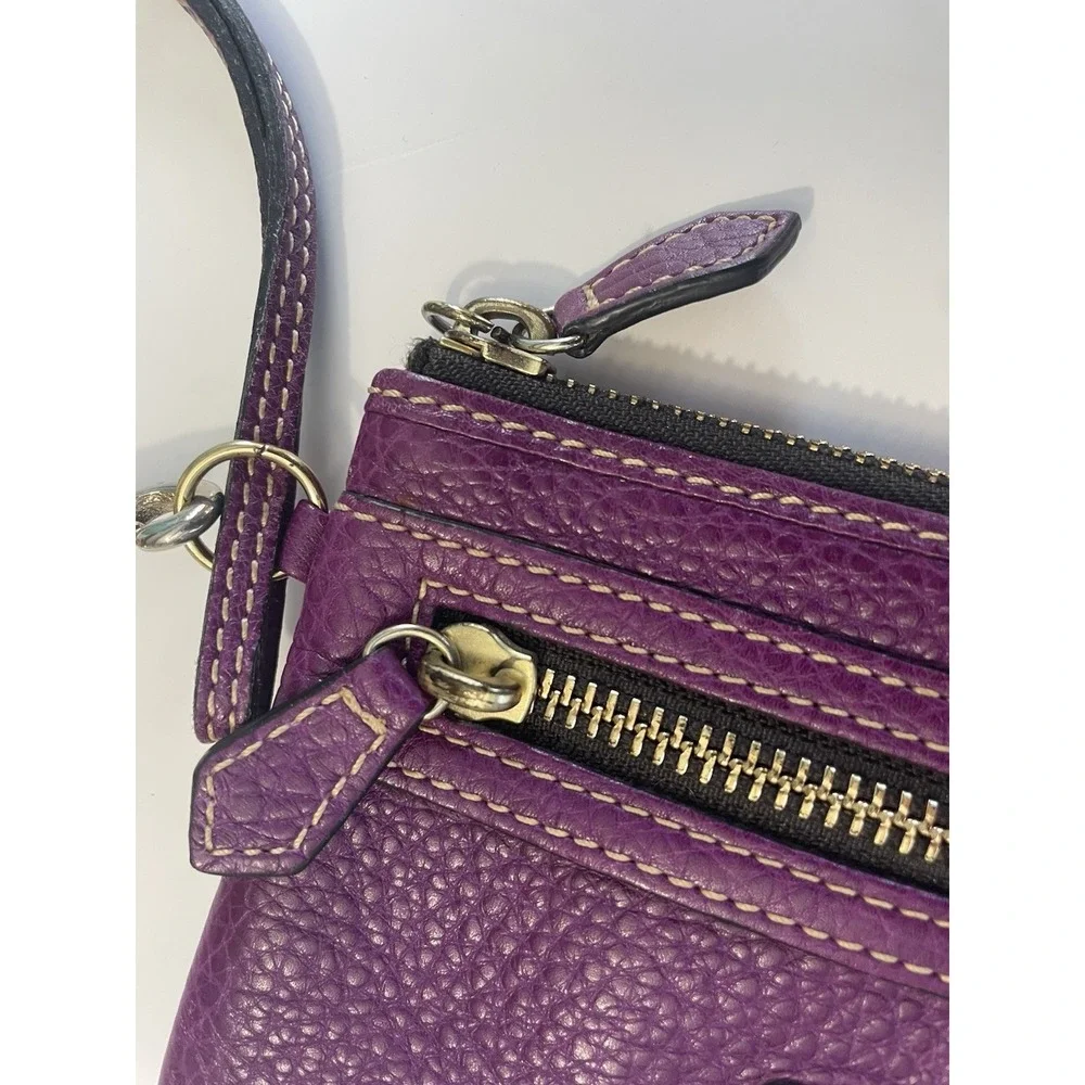 Dooney‎ Bourke Purple Leather Zip Around Wallet Wristlet Gold Tone